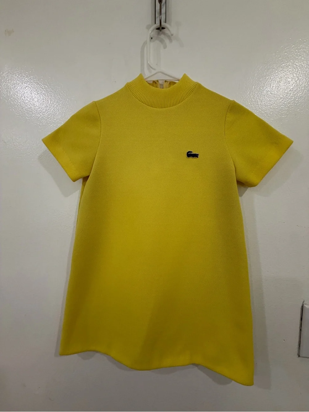 Lacoste Yellow Short Sleeve Knit Tunic with Ribbed Mock Neck